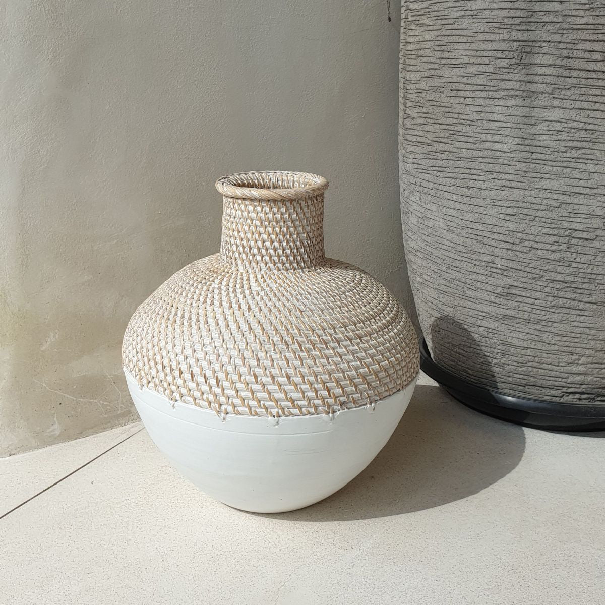 Rattan Holz Vase 33cm