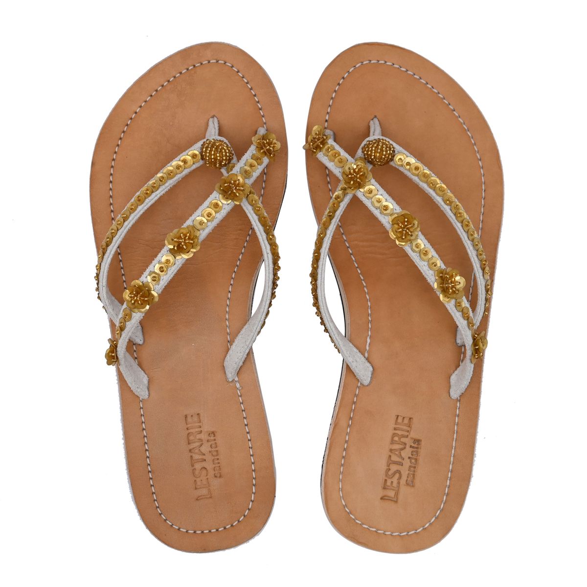 Leder Damen Sandale mit Pailletten