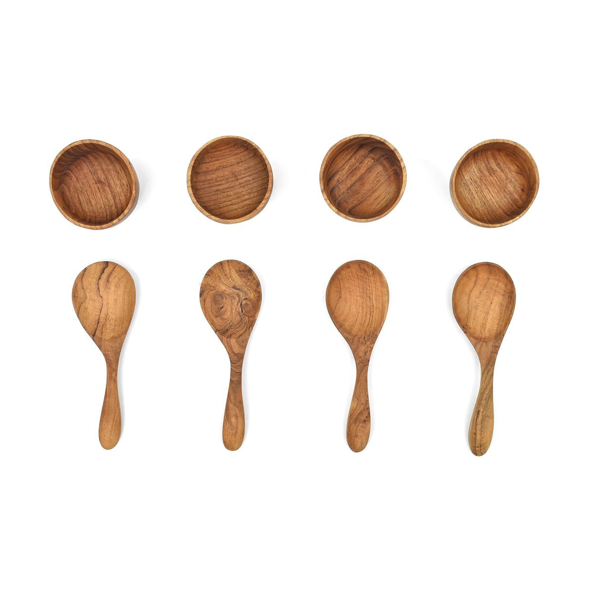 Teakholz Eierbecher-Set mit Löffeln – Stilvoll servieren