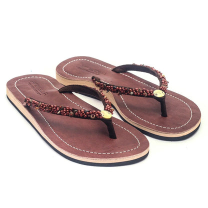 Leder Damen Sandale mit Dekosteinchen