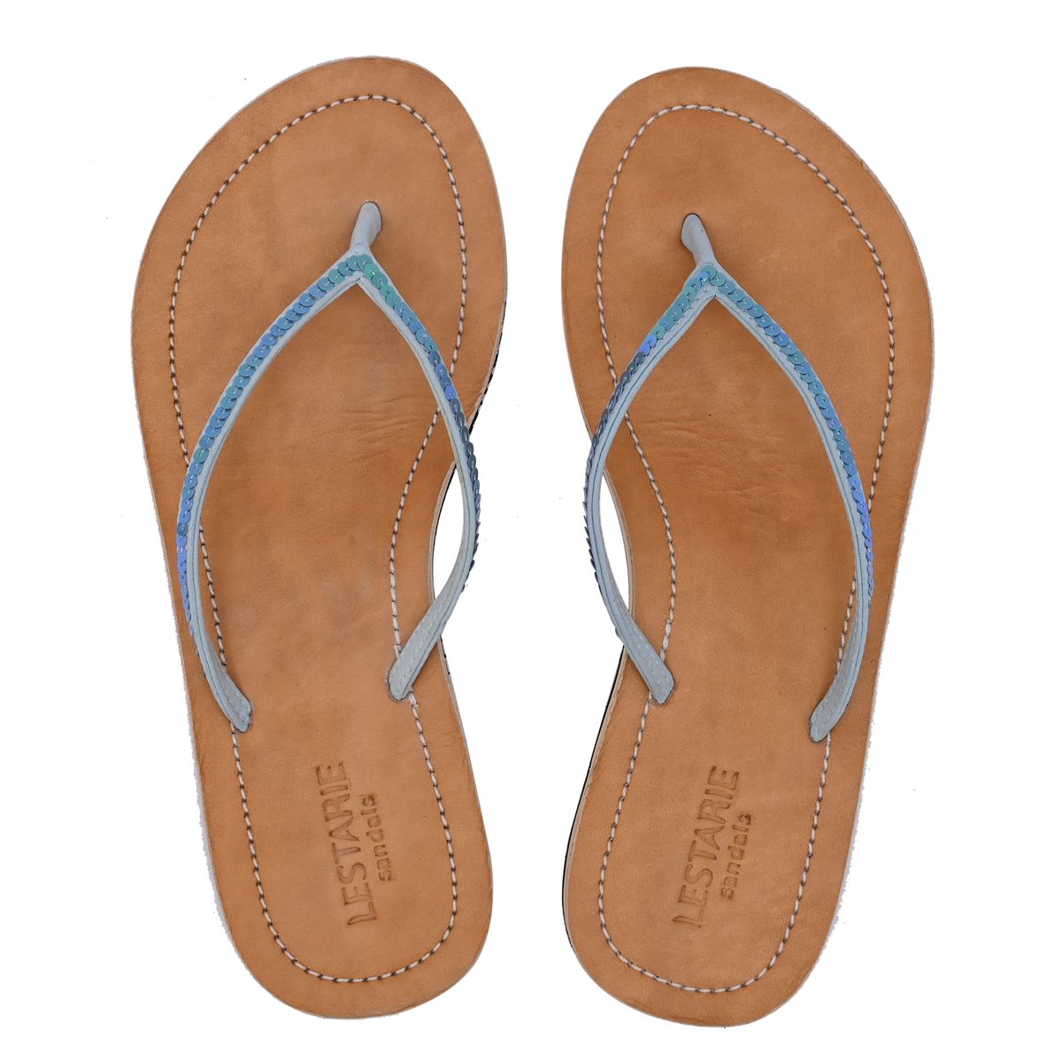 Damen Leder Sandale mit Pailletten