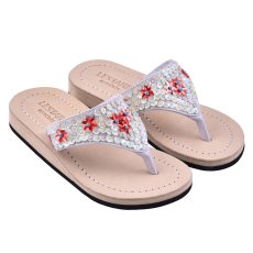 Mädchen Leder Flip-Flops, Weiß Gr.33/34