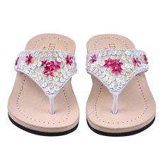 Mädchen Leder Flip-Flops, Weiß Gr.33/34